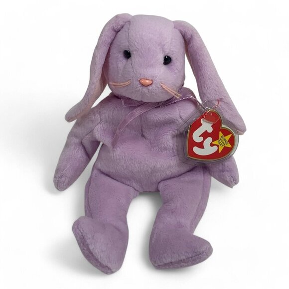 TY Beanie Babies "Floppity" The Purple Bunny 8" Plush Toy Collectible 1996 NWT - Picture 1 of 6